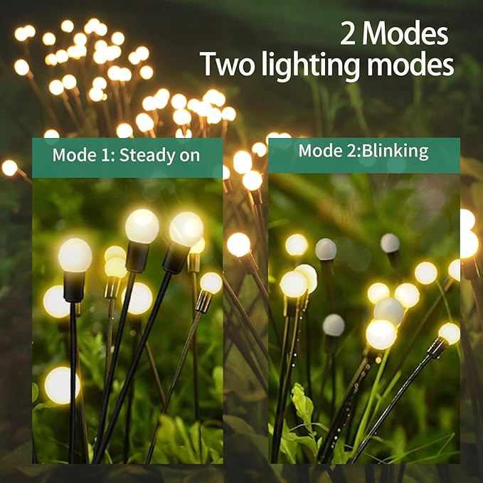 Solar Garden Lights - 6 Pack 60 LED, Waterproof Outdoor Decor for Yard, Patio & Garden (Warm White)