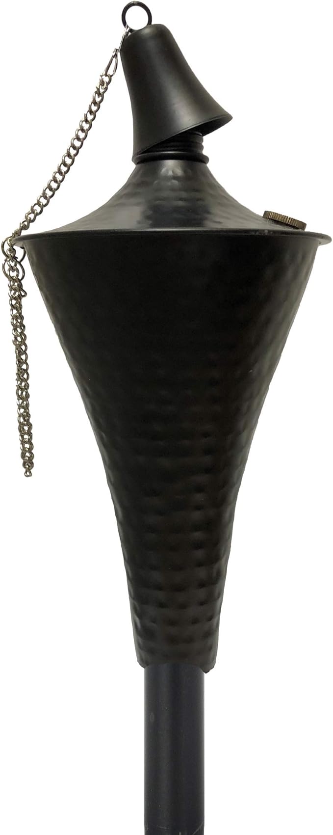 Set of 4, Oahu Premium Metal Outdoor Torches for Patio, Lawn and Garden - Tiki Style Metal Torch/w Snuffer, Fiberglass Wick & Large 16oz Oil Lamp - 53" Tall (Hammered Black)