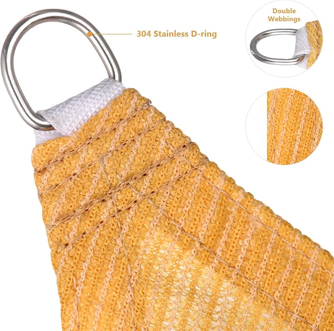 Eden's Decor Straight Flat-Edged Sun Shade Sail Rectangular 5' x 15' Wheat UV-Blocking Outdoor Canopy Fabric Cloth Awning for Pergola Patio Garden Backyard Custom Size