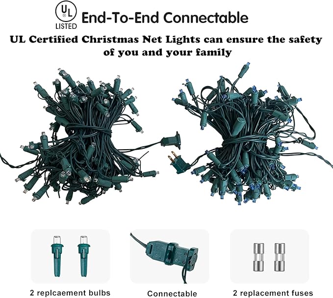 HISHINY Halloween Lights Outdoor,100LED 5ftx5ft Purple Net Lights with Connectable, Waterproof,UL Certified and Durable Green Wire Design for Bushes,Trees, Outdoor Indoor Party Decorations(Purple)