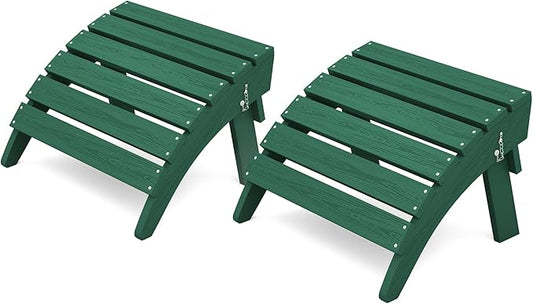 KINGYES Folding Adirondack Ottomans Set of 2 for Adirondack Chair, Green