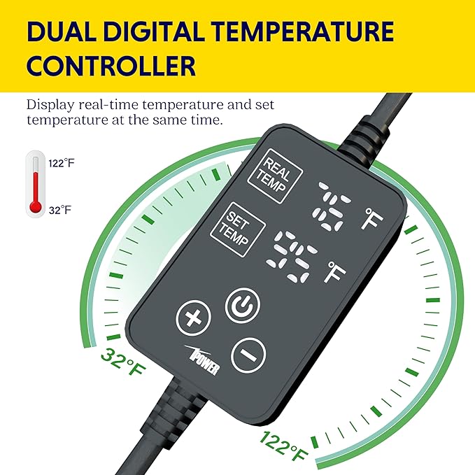 iPower 48"x20.75" Seedling Heat Mat with Built-in Temperature Controller, MET Certified Waterproof Plant Heating Pad, for Germination, Breeding, Brewing