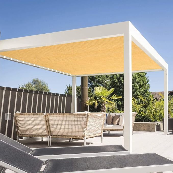 Eden's Decor 4' x 12' Wheat Sun Shade Sail Rectangular Straight Flat Edge Outdoor Canopy Fabric Cloth Awning for Pergola Patio Garden Backyard Custom Size
