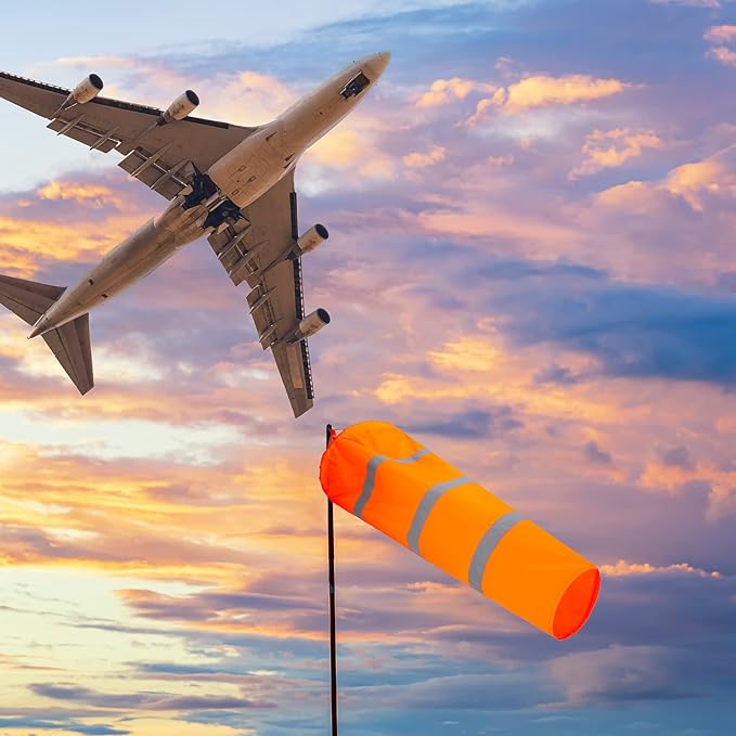 10 Pcs Airport Windsocks 40 Inch Outdoor Hanging Heavy Duty Wind Direction Measurement Wind Sock Windsocks with Reflective Belt for Outdoors Airport Farm Park (Orange)