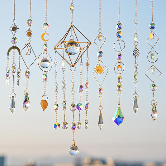 310 Pcs DIY Crystal Sun Catchers Indoor Window, Hanging Prism Suncatcher for Window, Gold DIY Suncatcher Kit, Glass Crystal + Alloy Accessories Sun Catcher Crafts for Adult, DIY for Mom…