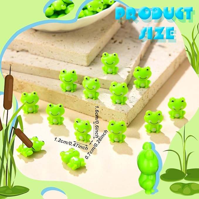200 Pcs Mini Frog Garden Decor Green Frog Figurines Tiny Frogs Bulk Plastic Frogs Little Frogs for Fairy Moss Landscape DIY Craft Accessories Home Ornament Dollhouse (Classic Style)