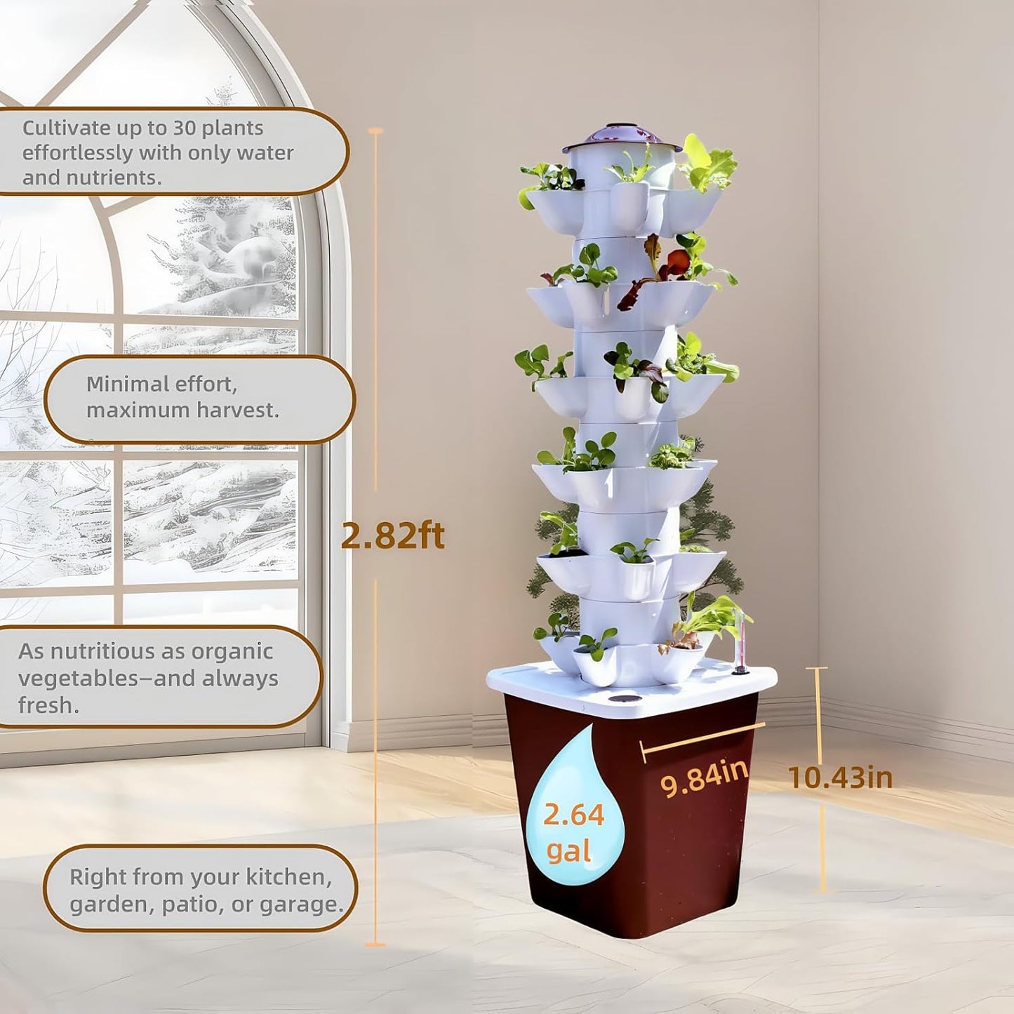 Hydroponics Growing System kit, Vertical hydroponic Garden ，Outdoor Indoor hydroponics Growing System，Lettuce Grow Tower,Pump System, Auto Timer, 30 Pods,Gardening Gift