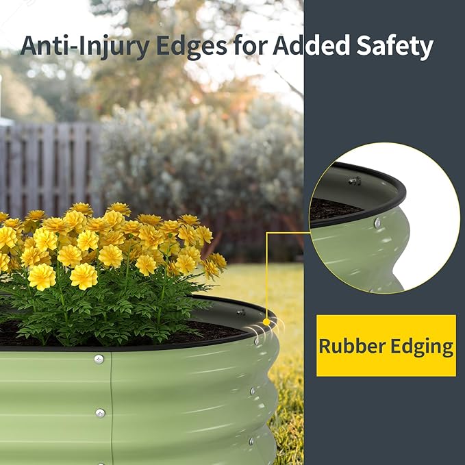 Kesfitt Raised Garden Bed Kit,Outdoor Galvanized Planter Large Metal Raised Boxes with Safety Edging and Gloves for Gardening Vegetables,Fruits,Flower(5x2x1FT)