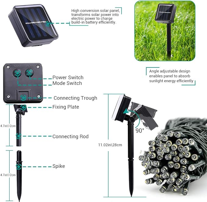 Joomer Solar Christmas Lights Outdoor 4 Pack Total 156FT 400LED 8 Lighting Modes Solar String Lights Waterproof Fairy Tree Lights for Garden Yard Patio Christmas Decoration (Multicolor)