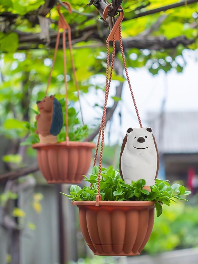 Kalolary 4Pcs Plant Watering Globes, Hedgehog Shape Self Watering Spikes Terracotta Drip Water Stakes Irrigation Watering Bulbs for Pot, Indoor, Outdoor, Vacation