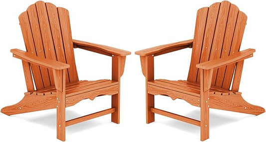 KINGYES HDPE Adirondack Chair Chair Set of 2, Classic All-Weather Adirondack Chair, Orange
