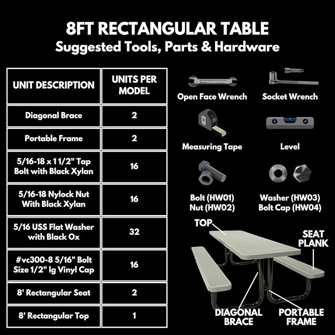 Coated Outdoor Furniture Heavy-Duty Portable Outdoor Picnic Table, Thermoplastic Coated Expanded Metal Commercial-Grade Patio Dining Furniture Made in America (8ft Rectangular, Textured Red)