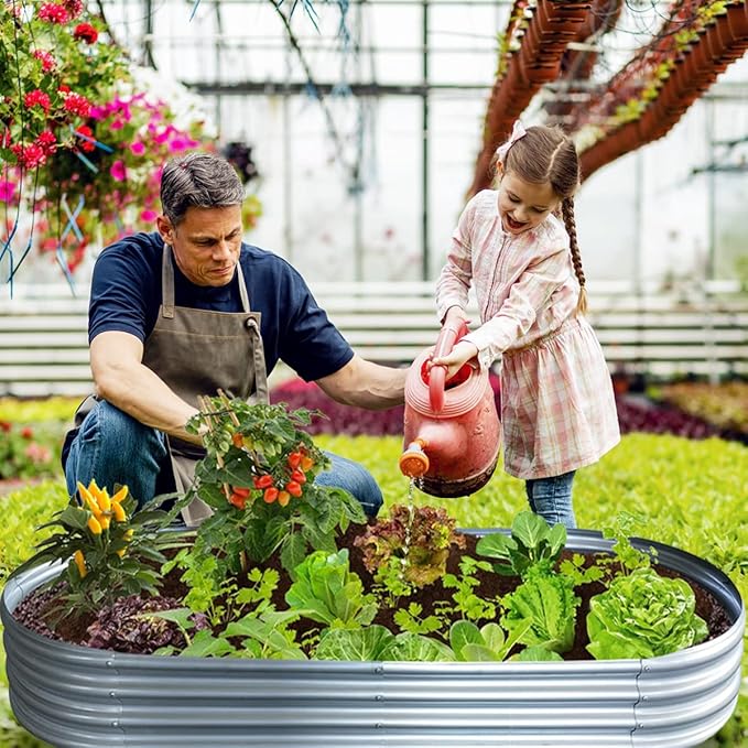 Galvanized Raised Garden Bed, Raised Garden Boxes, 2 Pcs 6×3×1ft Outdoor Galvanized Planter Box, Garden Stock Tank Outdoor with Metal Plant Stakes, Garden Beds for Vegetables Planting