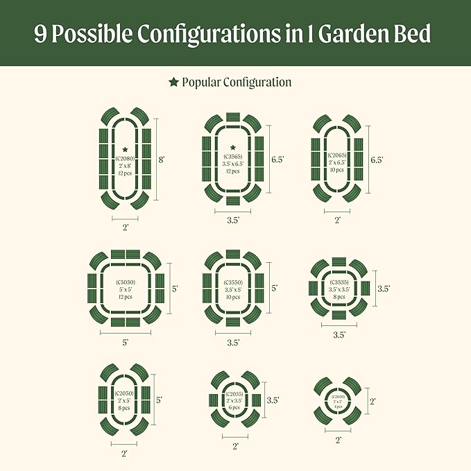 Vego garden 32" Extra Tall Raised Garden Bed Kits, 9 in 1 Modular Raised Planter Box for Vegetables Flowers Fruits Oval Metal Raised Garden-Modern Gray