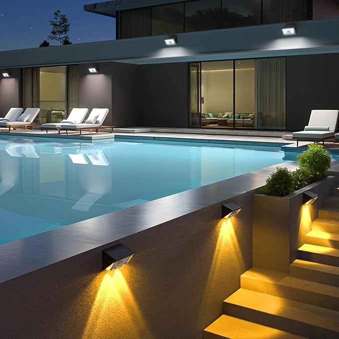 JSOT Solar Motion Sensor Lights Outdoor, 4 Modes Solar Lights Outdoor Waterproof IP65, 6Pack Bright Wall Security Lighting for Outside Yard Front Door Fence - Cool White