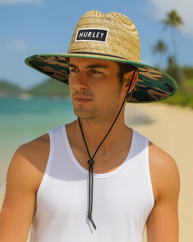 Hurley Men's Straw Hat - Bayside Lifeguard Straw Sun Hat