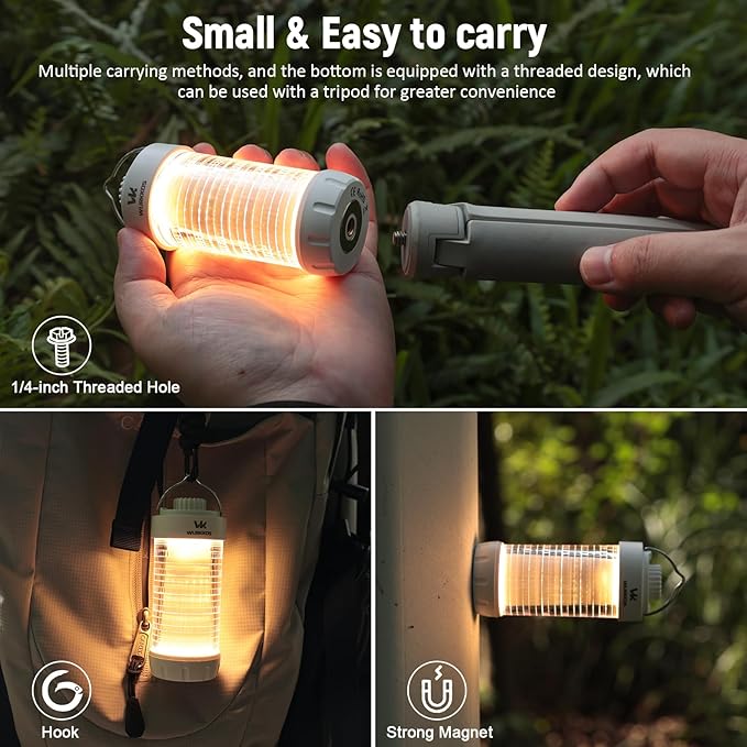 Wurkkos CL01 Camping Lantern Rechargeable, 550LM Waterproof Tent Light with Magnet Base, Up to 300H Runtime,Portable Lantern Flashlight with RGB light,Emergency Camp Light for Hurricane,Hiking,Camping