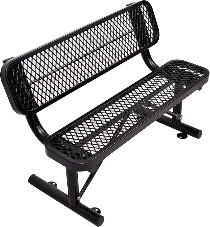 4/6/8 Feet Park Bench for Outside Heavy Duty Metal, Garden Benches Outdoor Bench with Backrest & Portable Frame, for Shopping Malls Stores Parks Patios Decks, Black