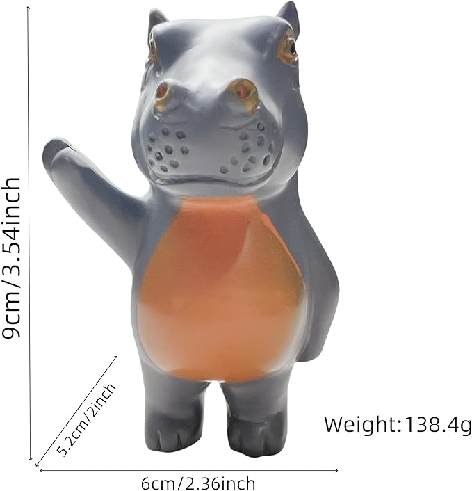 Jxueych Rebellious Hippo Figurine, Miniature Resin Hippo Standing 3.5 Inch, Adorable Mini Hippo - The Cutest Addition to Your Decor!