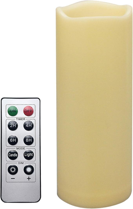 iZAN 1 PCS Outdoor Flameless LED Pillar Candle with Remote & Timer - Long Lasting Waterproof Flickering Battery Operated Electric Candle for Christmas Lantern Party Wedding Decoration 3"x8"