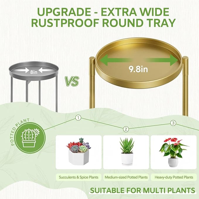 iDavosic.ly 7 Tier Large Plant Stand Indoor, 10 Inch Wide Tall Corner Metal Plant Stands Outdoor for Multiple Plants, Folding Tiered Flower Display Holder Rack Shelf, Gold