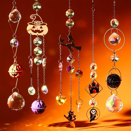 270 Pcs Halloween DIY Crystal Sun Catchers Indoor Window, Hanging Prism Suncatchers for Halloween Decorations, Outdoor Halloween DIY Suncatcher Kit, Glass Crystal Sun Catcher Crafts for Adult…