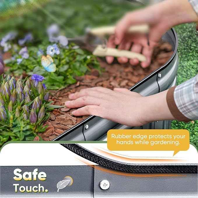 KING BIRD Raised Garden Bed Kit 2025 Upgraded Modular DIY Galvanized Planter Garden Box Outdoor for Gardening, Vegetables, Flowers, Elegant Roman Column Design, 94x24x12 in, Dark Grey