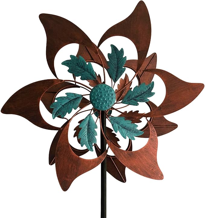 360 Degrees Metal Swivel Classical Two-Color Windmill Large Wind Spinner for Patio Lawn Outdoor Yard Lawn Garden 70x20 Inches