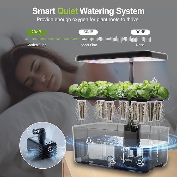 Hydroponics Growing System Indoor Garden, 8 Pods Indoor Herb Garden Kit Countertop with LED Grow Light Quiet Smart Water Pump for Home Kitchen Office, Gift Ideas for Women Men