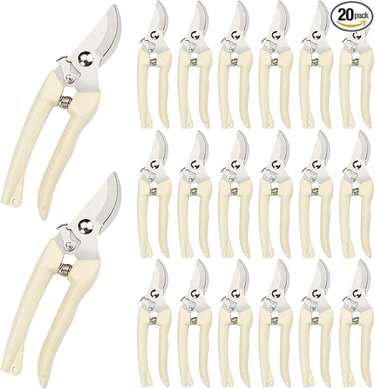 20 Pcs Garden Scissors for Plant, Tip Pruning Shears for Cutting Flowers, Trimming Plants, Bonsai and Fruits Picking (Bypass Blade Pruner)