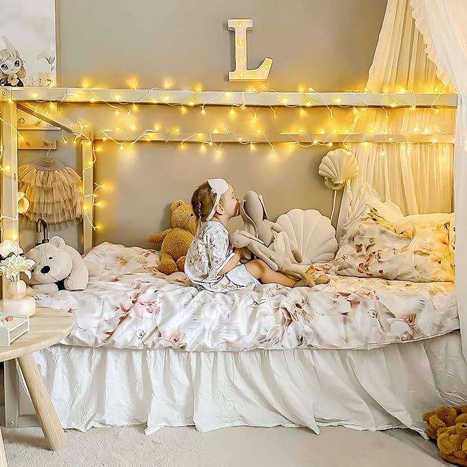 JMEXSUSS Connectable Warm White String Lights Indoor Bedroom, 8 Modes Christmas String Light Plug in Classroom Lights, 33ft 100 LED Fairy Twinkle Light Outdoor for Classroom Christmas Tree Decor