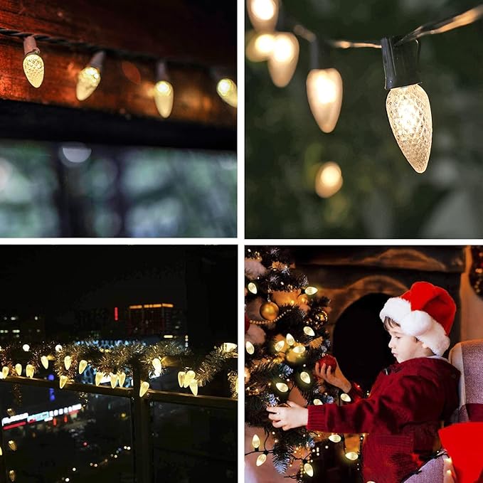 25Pack C9 Replacement LED Light Bulbs, Strawberry Christmas Bulb 2700K Soft White Shatterproof & Waterproof Outdoor String Light Bulbs, E17 Candelabra Base Edison Bulbs for Holiday Decoration