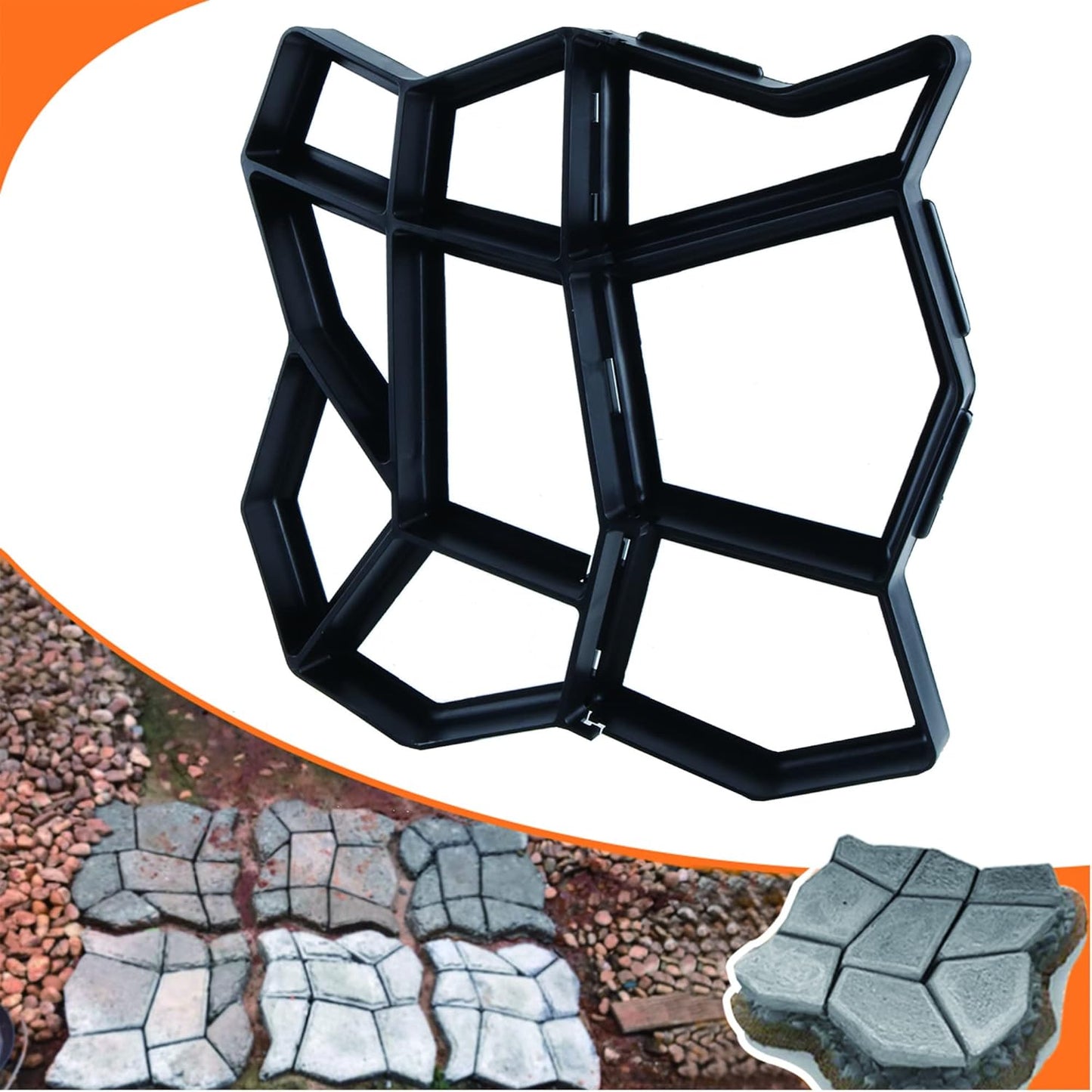 Avalution Reusable Concrete Mold 17"x17"x1.6" Walker Maker Courtyard Stepping Stone Molds Lawn Garden DIY Paving Mold(Irregular)
