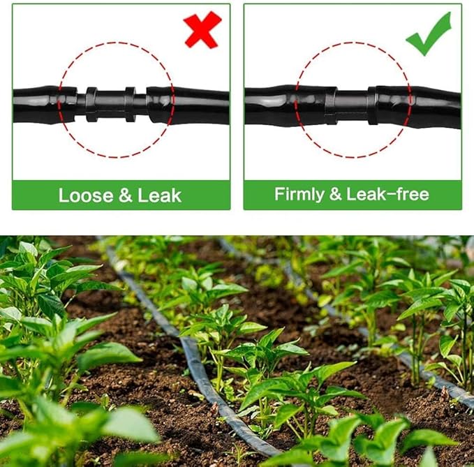 Kalolary 150 Pieces 1/4’’ Straight Barbed Connectors, Fitting Drip Irrigation Fitting Drip Irrigation Barbed Coupling Single Barbed Connector for Irrigation Tubing System and Garden