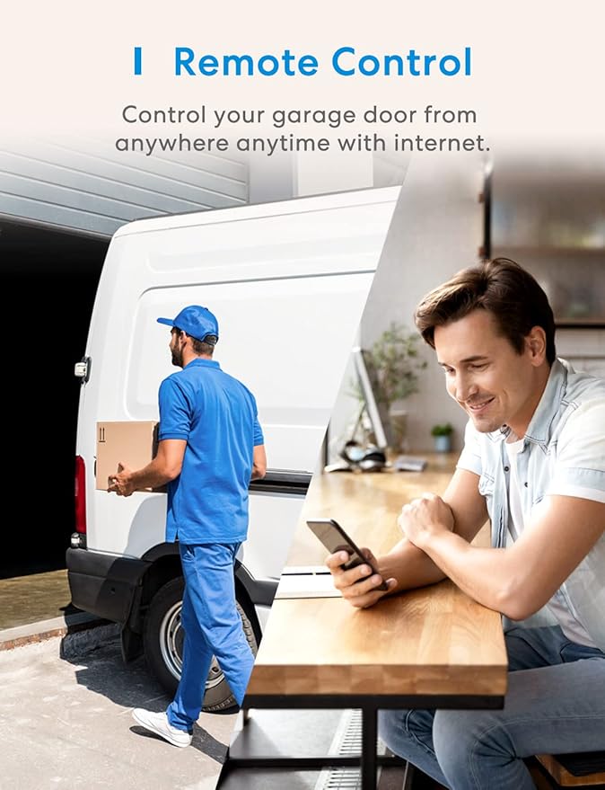meross Smart Garage Door Opener Remote, APP Control, Compatible with Alexa and SmartThings, Multiple Notification Modes, No Hub Needed