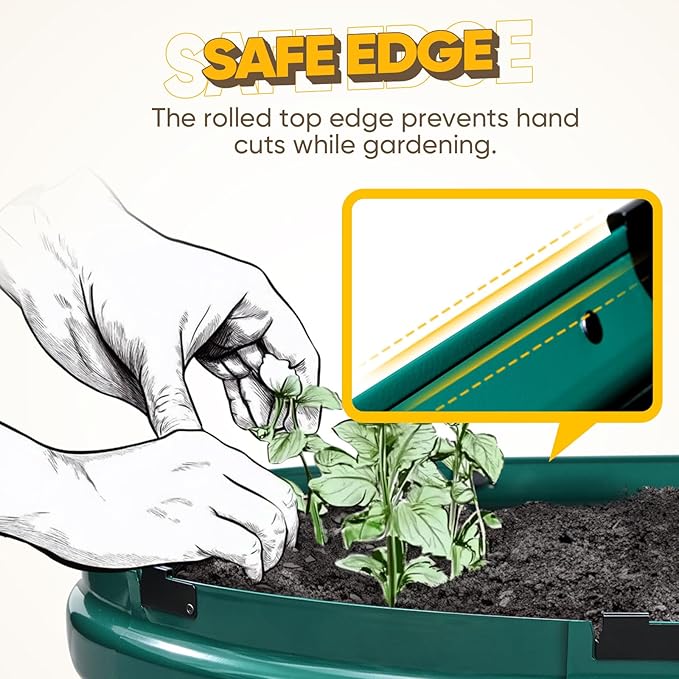 KING BIRD Raised Garden Bed Kit 2025 Upgraded 10-Minute Assembly Galvanized Planter Garden Box Outdoor for Gardening, Vegetables, Flowers, 47x24x12 in, Green