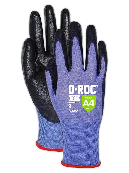 MAGID D-ROC ANSI A4 AeroDex Polyurethane Palm Coated Work Gloves, 12 Pairs, Size 7/Small, GPD482