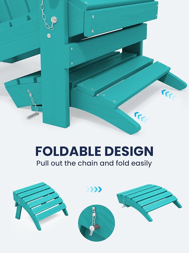 KINGYES Folding Adirondack Ottomans Set of 2 for Adirondack Chair, Aruba