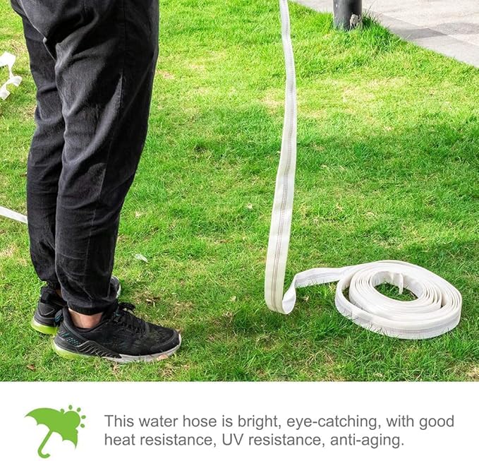 1" 30M-98FT Lay-Flat Hose Water Pool Cleaning Belt Discharge Pump Hose With Aluminum Clamps Fittings Fire Hose Length Connection Pump Hose for House,Garden,Irrigation, Water pumping hose Firehose