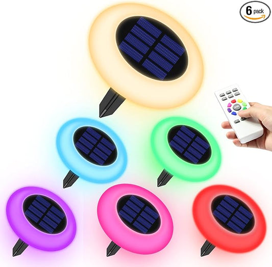intelamp Colorful Solar Lights for Outside Solar Garden Lights Backyard Decor Outside Lights for Yard Color Changing Solar Pathway for Yard Garden Pathway,6 Pack