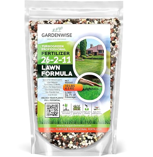 TurboGreen: Premium Lawn Fertilizer with Iron - Advanced Nitrogen & Iron-Rich Formula for Lush Growth | Eco-Friendly Grass Fertilizer for Spring & All Seasons | Slow-Release (4 QUARTS)