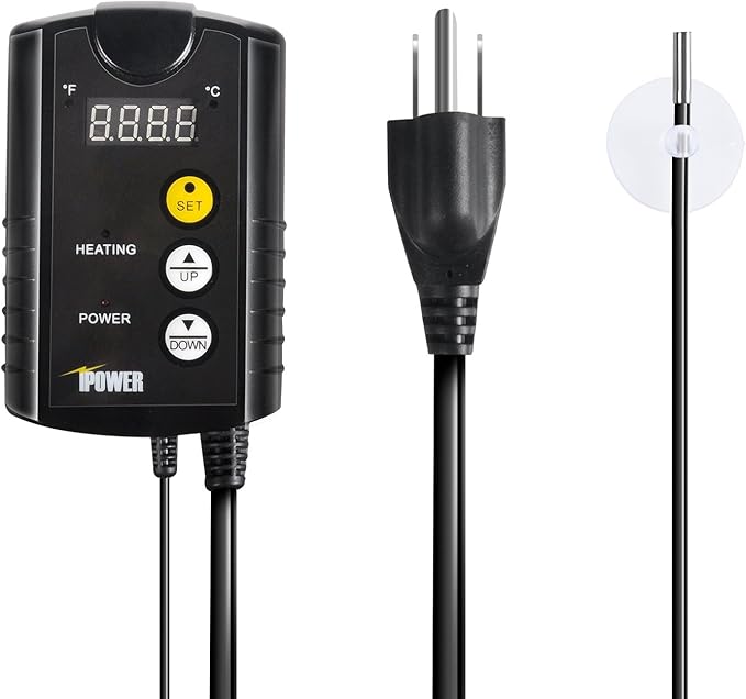 iPower 20" x 20" Warm Hydroponic Seedling Heat Mat and Digital Thermostat Control Combo Set for Seed Germination, Black