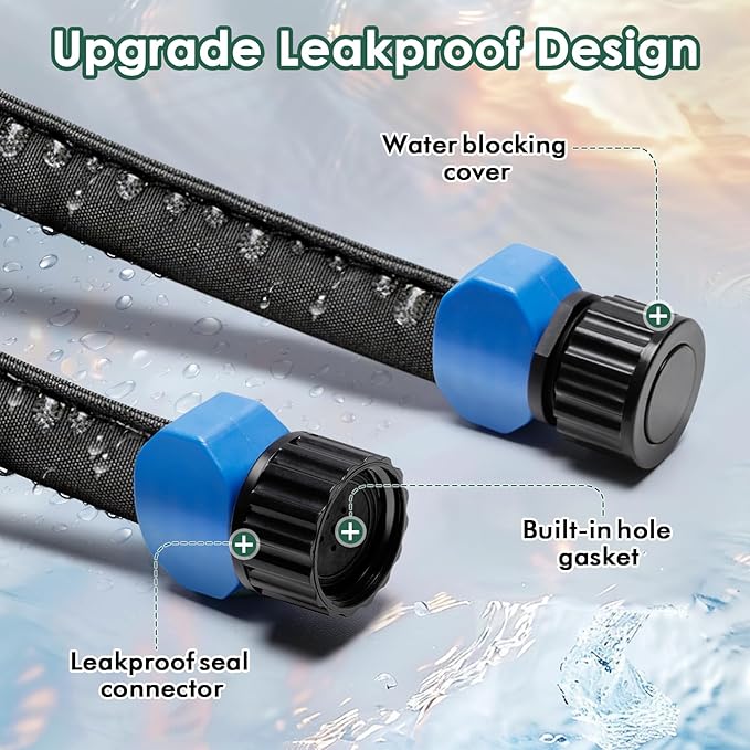 IPOW Heavy Duty Double Layer Design Saves 80% Water Leak Proof Soaker Hose, Drip Watering Hose for Garden, Lawn, Flower Bed, Vegetable Field (25 FT)