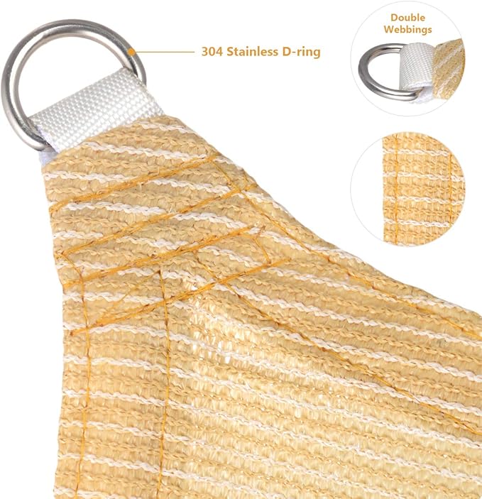 Eden's Decor Straight Flat-Edged Sun Shade Sail Rectangular 11' x 17' Beige UV-Blocking Outdoor Canopy Fabric Cloth Awning for Pergola Patio Garden Backyard Custom Size