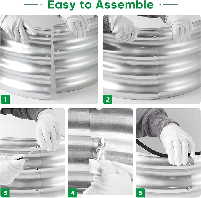 JERIA 2 Pcs 6×3×1ft Oval Raised Garden Bed,Galvanized Raised Garden Bed Kit Outdoor Metal Gardening Planter Box for Vegetable, Fruits, Flower，Herbs