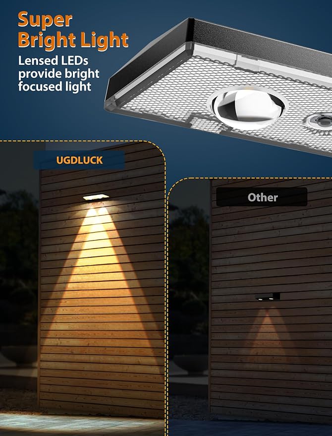Solar Fence Lights ,Warm White & Cold White & Mixed Color 3 Modes Bright Lens LED Dusk to Dawn Deck Light, Fence Solar Lights Outdoor Waterproof,Solar Outdoor Lights for Backyard/Railing/Wall (16Pack)