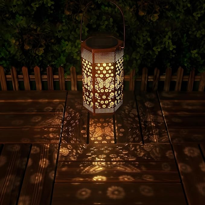 Butterfly Solar Lanterns Garden Decor - Birthday Gifts for Women Mom Grandma, Butterflies Solar Lantern Outdoor Waterproof Hanging Lights Outside for Yard, Patio, Lawn, Yard, Outdoor