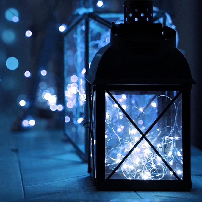 Homemory 4 Pack 20 Ft 60 LED Fairy Lights Battery Operated String Lights with Remote Waterproof 8 Modes Firefly Twinkle Christmas Lights for Party Bedroom Wedding Decorations(Cool White)