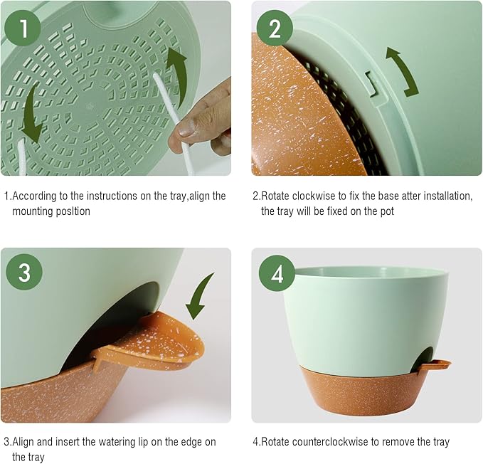 10 Inch Self Watering Hanging Pots, 2 Pack Hanging Planters with 40oZ Deep Reservior for Indoor Outdoor Plants Flowers, Green with Brown