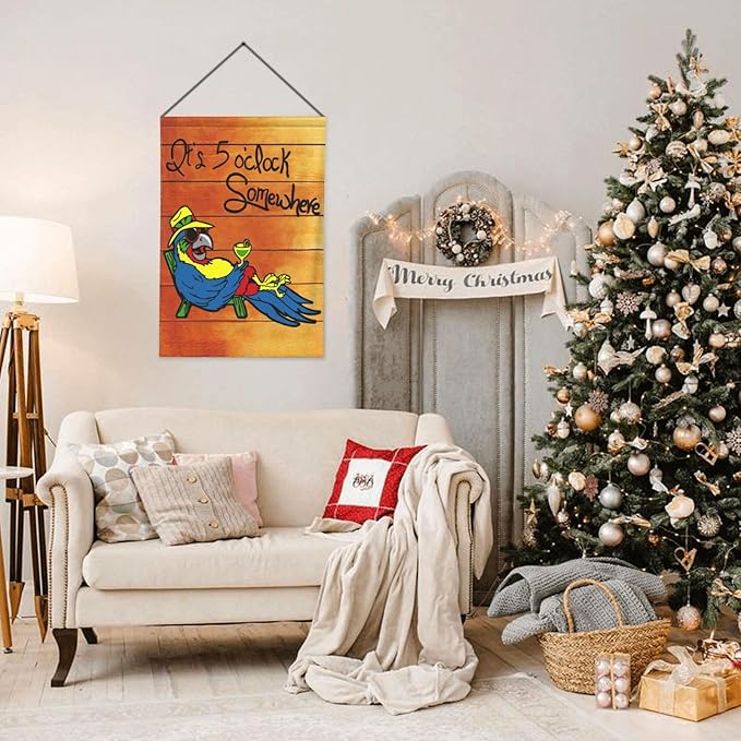 It's 5 O'Clock Somewhere Garden Flag 28x40 Inch Outdoor Decoration Banner Spring Summer Tropical Beach House Flags Yard Farmhouse Garden Deco Indoor Sign, Colour 1